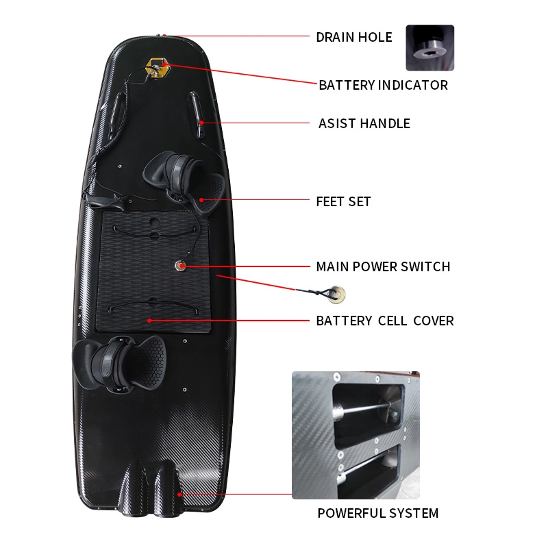 Sin E Power Water Craft 12kw Engine Jet Surf Elektro Board Electric Motorized Surfboard for Sale